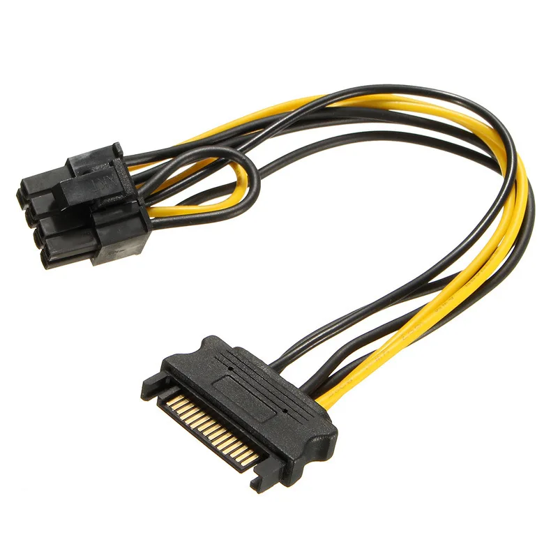 Новые тонкие SATA 15pin к 8pin (6 + 2) Powr адаптер кабель 20 см PCI E питания 15 pin до 8 для BTC