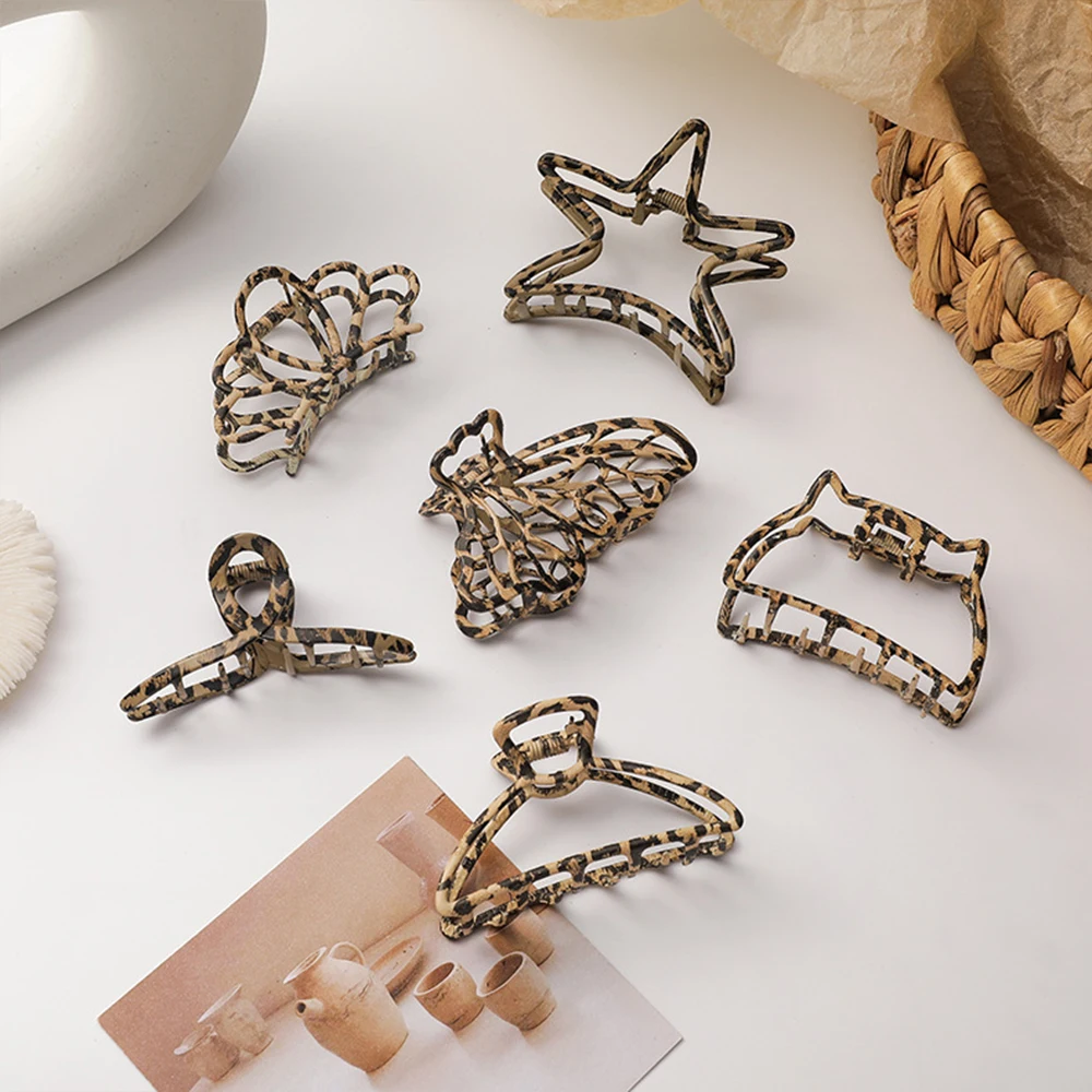 Заколки для волос леопардовые женские большие модные зажимы в винтажном стиле