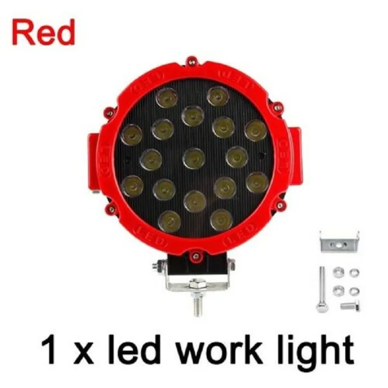 

51W 7" LED Work Light RED Round Offroad Fog Driving 4WD Boat UTE ATV SUV LED Work Light Bar Novelty Lights