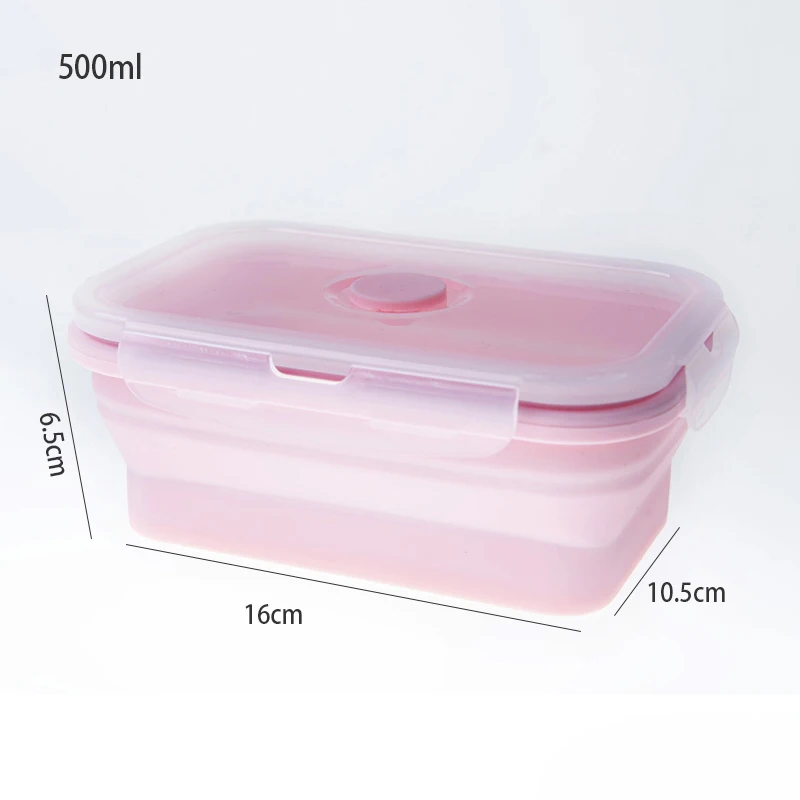 500 мл складной силиконовый Ланч-бокс Портативный для микропосуды прямоугольный