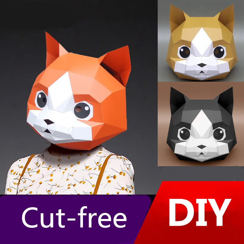 Лидер продаж маска на все лицо с капюшоном Пикачу бумажная форма сделай сам для