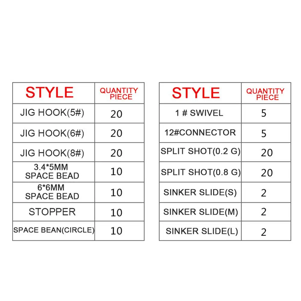 157 шт. набор рыболовных снастей включая крючки для джига космические бобы