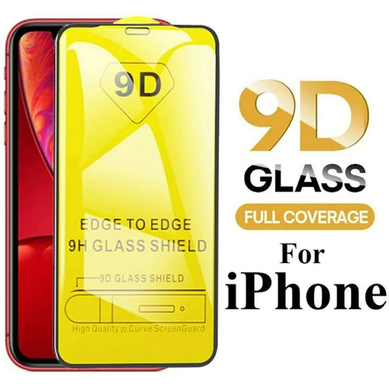 Hot Sell 9D Full Cover Tempered Glass Protector for iPhone 14 13 12 5.4 Pro 6.1 6.7 Inch 11 7 8 Plus X XS Max XR 100 pcs
