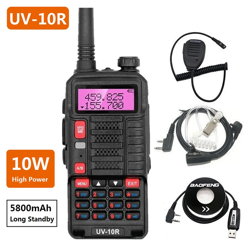 New BAOFENG UV-10R 10W Walkie Talkie Ham CB Radio Stations VHF UHF Amateur Transceiver 30Km For Hunting Strong Penetration | Мобильные