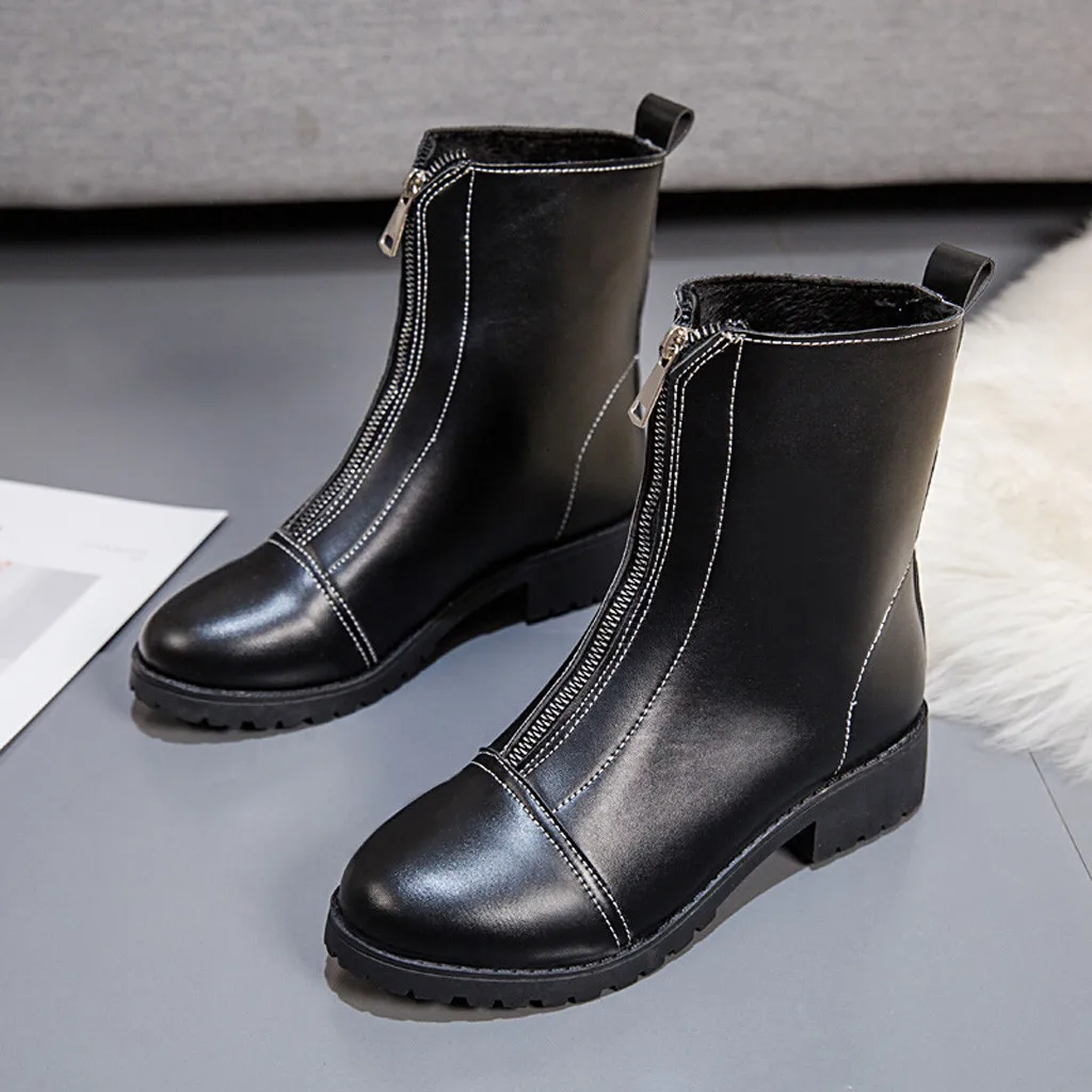 Женские ботинки в британском стиле на плоской подошве молнии платформе женская