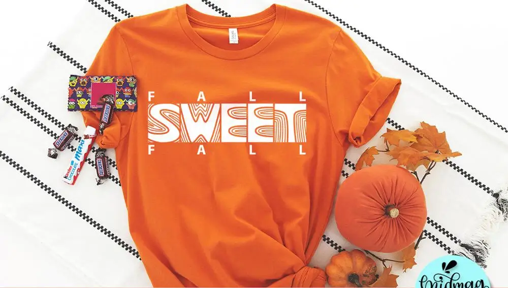 Осенняя милая осенняя футболка забавная 100% хлопковая женская с цитатами в