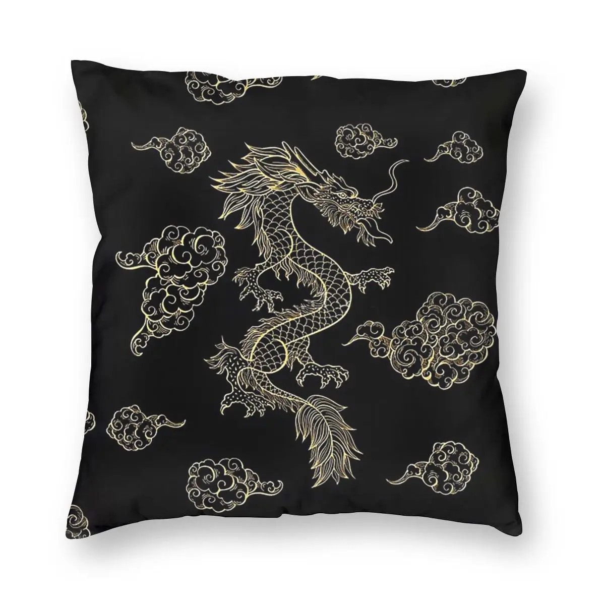 Тканевый чехол для подушки с принтом Танцующий дракон 40 х40 см|Наволочки| |