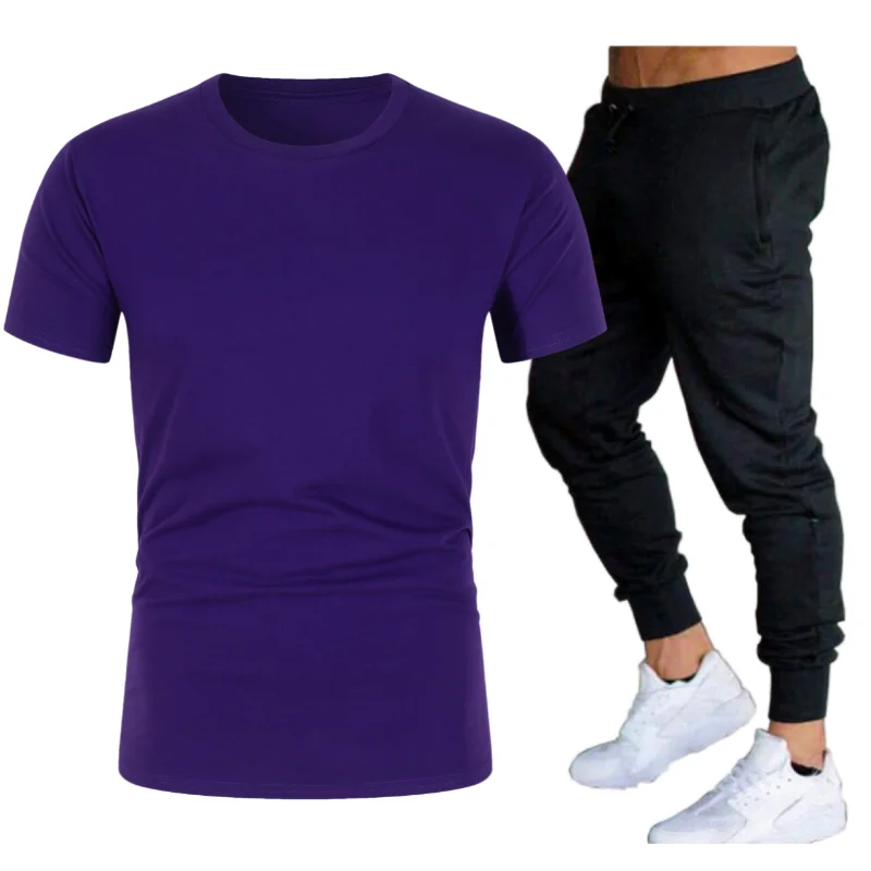 

2021 popular new cotton men's T-shirt + sports shorts suit summer high-quality cotton T-shirt sports running suit
