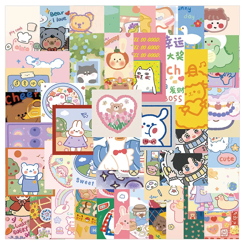 

50Pcs Cartoon Animal Stickers Mobile Phone Notebook Diary Skateboard Book Guitar Suitcase Decoration Laptop Sticker