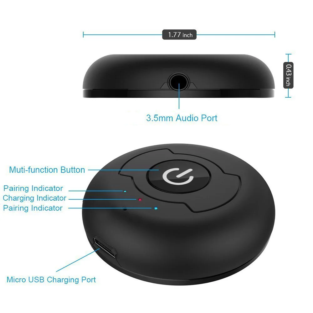 VAORLO многоточечный Bluetooth 5 0 аудио передатчик для ТВ ПК Подключение 2 наушников 3 мм
