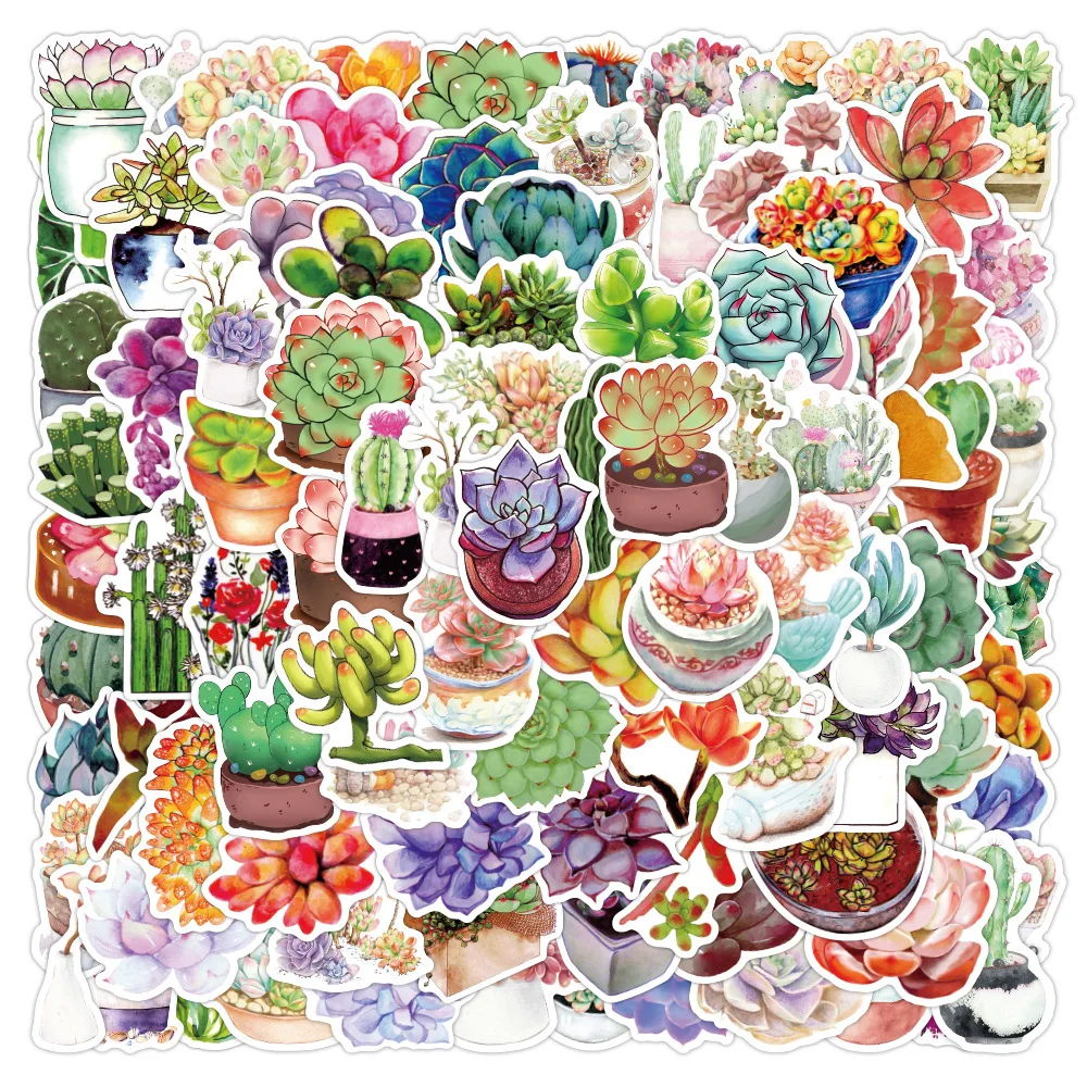 

10/50/100PCS Succulent Potted Plants Stickers Aesthetic Laptop Luggage Fridge Waterproof Graffiti Decal Sticker Packs Kid Toy