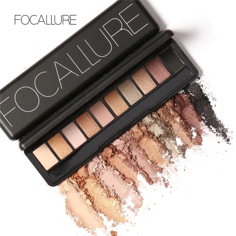 Focallure 10 Color Eyeshadow Palette Matte Glitter Waterproof Eye shadow Set Natural Eye Makeup Kit