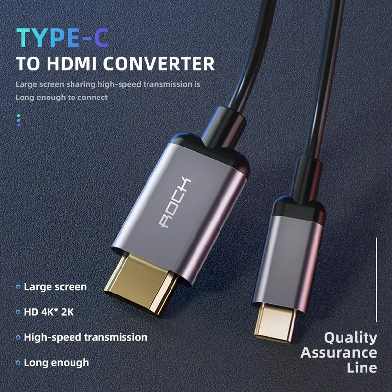 Рок USB C к HDMI кабель type-C конвертер для iPad Macbook Pro huawei samsung S8 S9 S10 4K видео передачи