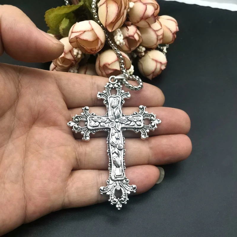 

Ожерелье унисекс, с длинной цепочкой, в готическом стиле, винтажный крест-кулон
