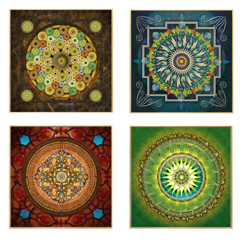 Rligion мандала цветок орнамент танка Йога холст живопись религия винтажный