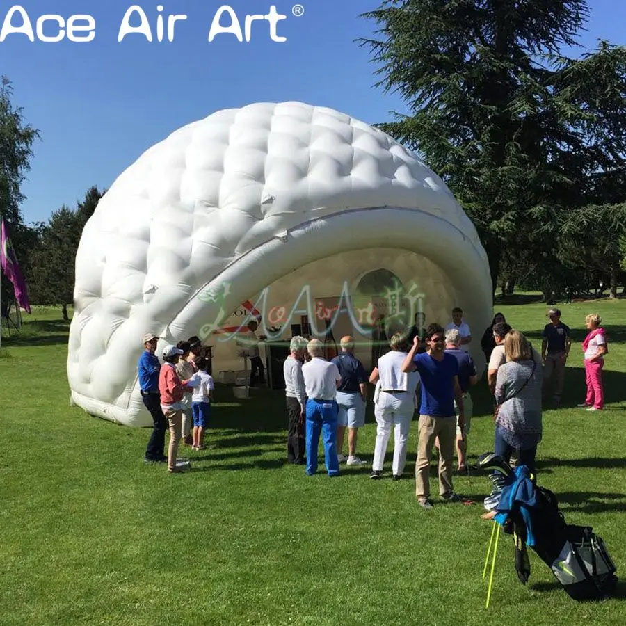 Белая полукруглая надувная купольная палатка в форме мяча для гольфа рекламная