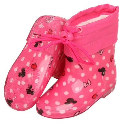 Picture style Plush Новинка; детская непромокаемая обувь из ПВХ до середины голени; детские резиновые сапоги; детская резиновая обувь для мальчиков и девочек; Водонепроницаемая нескользящая обувь; сезон весна-осень; 020 - Цвет: Picture style Plush