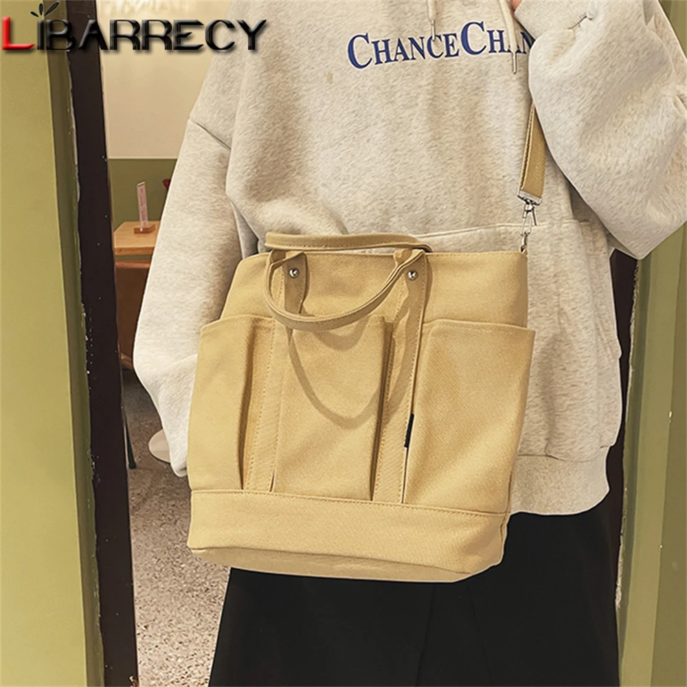 

Multifunctional Designer New Women's Handbag High Quality Canvas Ladies Shoulder Bag Solid Color Design Women Messenger Bags Sac