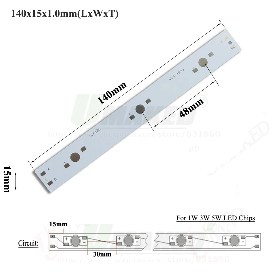 Светодиодный PCB 3W L: 140/75 мм, алюминиевая пластина 1/3/5 Вт высокой мощности Мощность светодиодный s устанавливать светодиодный свет радиатора Гидропоника; Аквариум трубки свет для выращивания "сделай сам"