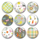 Стеклянные кабошоны ручной работы с изображением счастливых пасхальных яиц, весенних цветов, кроликов, для самостоятельного изготовления ювелирных изделий, фурнитура для аксессуаров