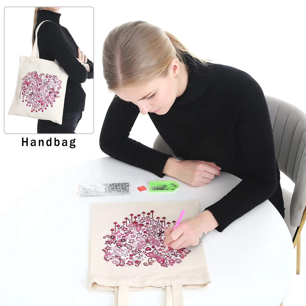 

DIY Diamond Painting Shopping Bags Mosaic Drill Eco-friendly Tote Home Organizer Popular Simple Female Daily Bag