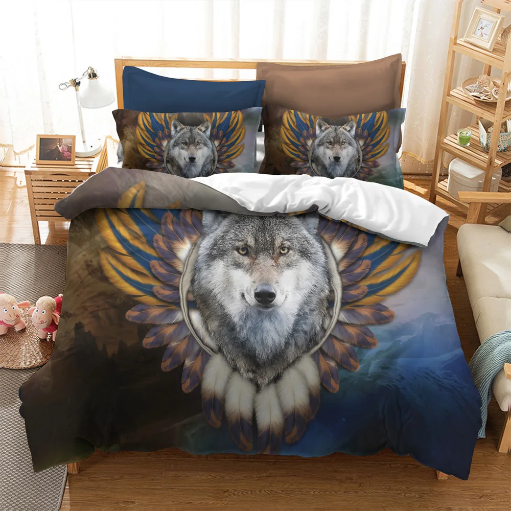 3D принт животных постельные принадлежности темно синий и черный градиент фон