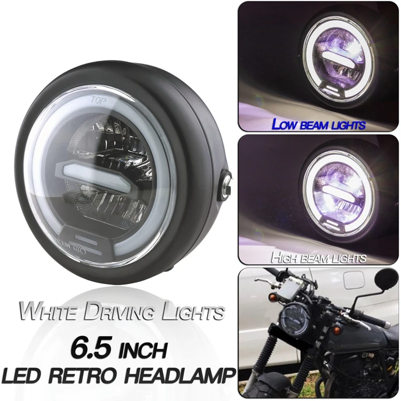 Новая Универсальная мотоциклетная круглая фара 6 5 дюйма 12 В передняя лампа для