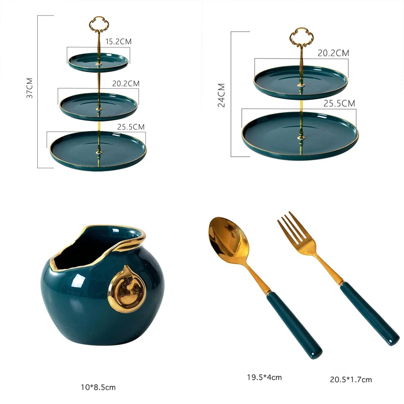 2/3 уровневый зеленый десертный поднос в скандинавском стиле Малахит для торта