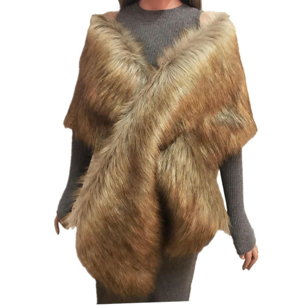 Women's Winter Luxury Faux Fur Coat Shawl Wraps for Wedding Party  Warm Cape