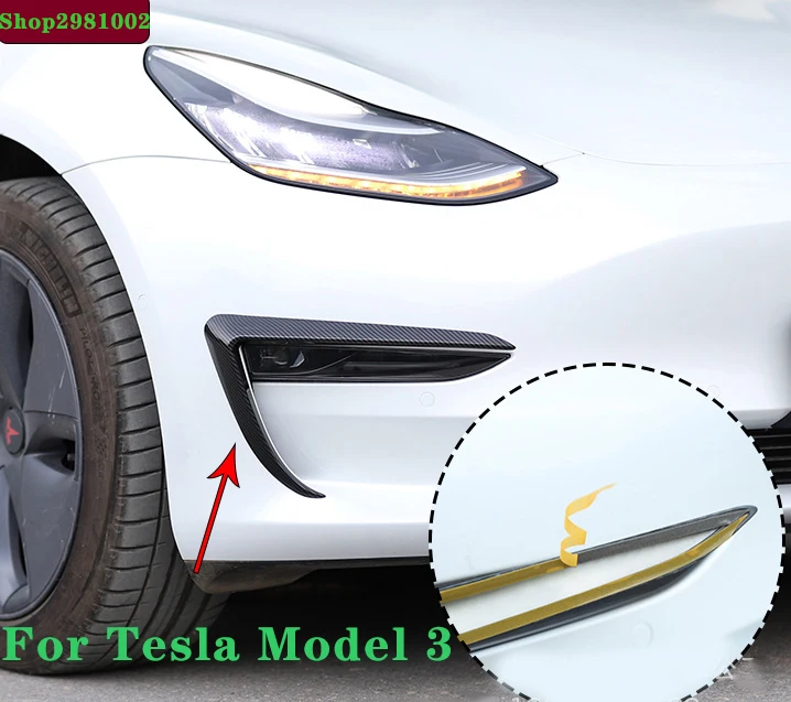 

Накладка на переднее лезвие автомобиля Tesla, модель 3, аксессуары из углеродного волокна Abs, черный, белый, аксессуары для автомобиля Tesla, модел...