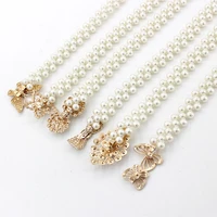 women party jewelry chain belt pearls crystal beads dress belt flower buckle waistband stretchy ladies