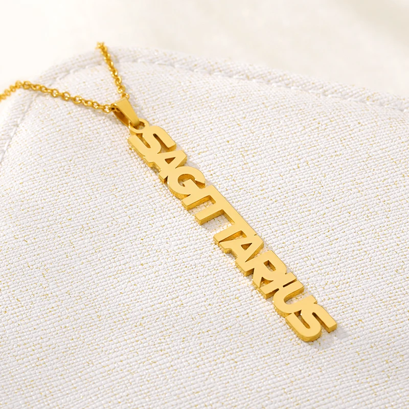 

Wholesale 12 pieces Vertical Long Constellation Necklace Stainless Steel Zodiac Pendant Necklace Birthday Gifts