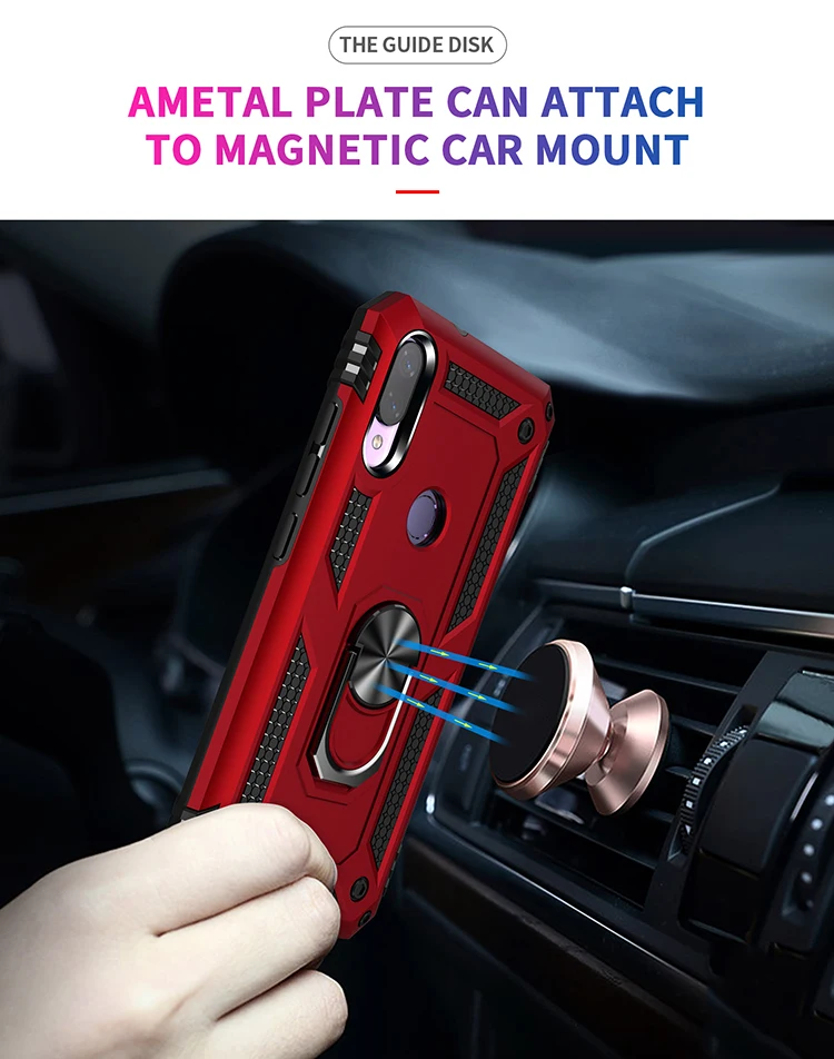

Armor Phone Case For Xiaomi Redmi 9 9T A3 Play CC9 SE CC9E Note 7 7A 8 8A K20 8T Lite Pro With Magnetic Metal Ring Stand Cover