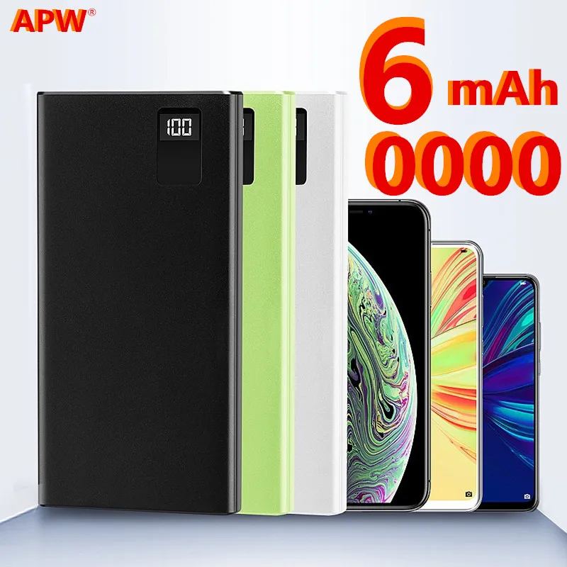 Power Bank 60000mAh LED Portable Charging PowerBank External Battery Pack Mobile Phone USB Charger For Samsung Xiaomi Mi9 8 | Мобильные