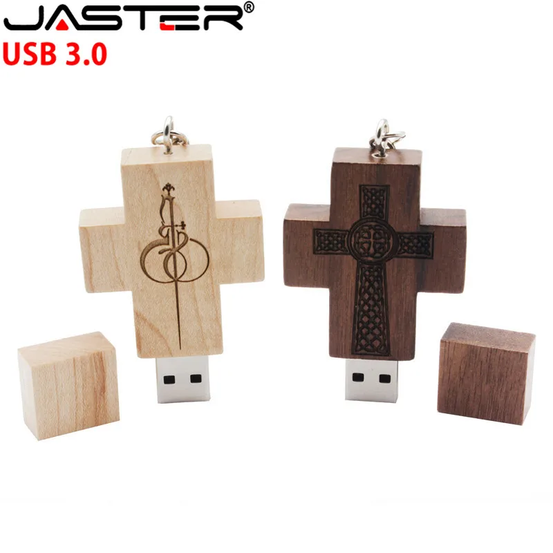 JASTER USB 3,0 логотип клиента деревянный Флешка usb-накопитель в виде деревянного Креста флеш-накопитель карта памяти 8 ГБ 16 ГБ 32 ГБ флеш-накопитель брелок подарок