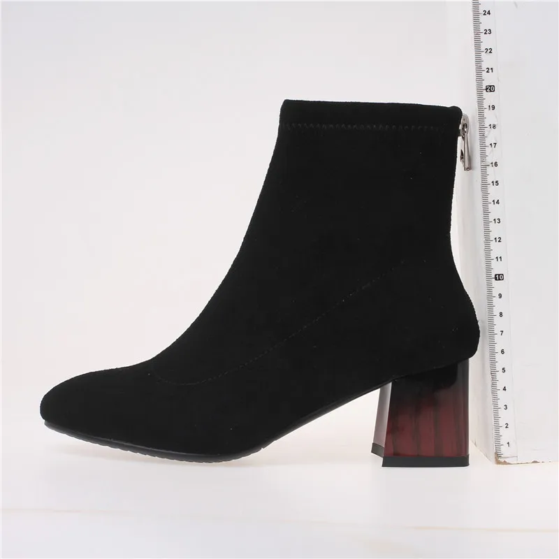 Новая женская обувь ботильоны на высоком каблуке без застежки зимние эластичные