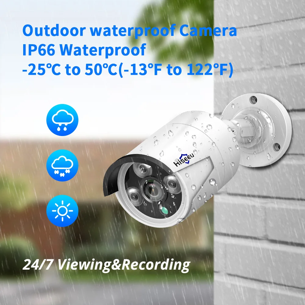 

3MP HD POE Security Camera with Audio Night Vision Motion Detection Remote Access IP66 Waterproof