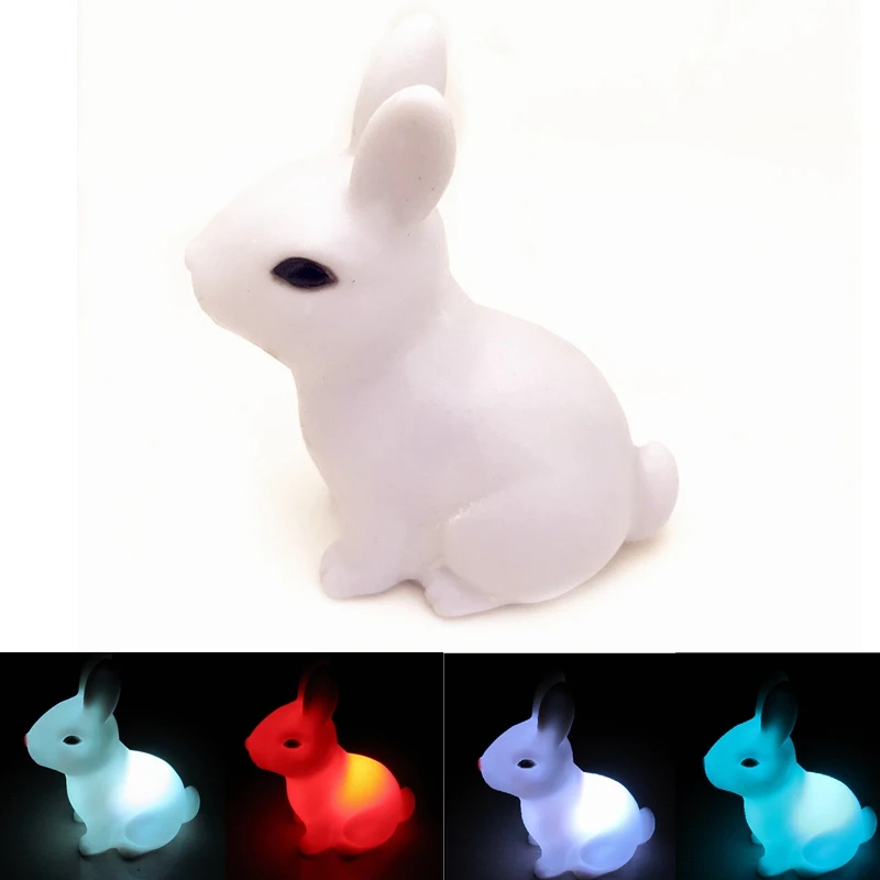 Милые светодиодный кролик Ночной светильник бытовой креативные красочные