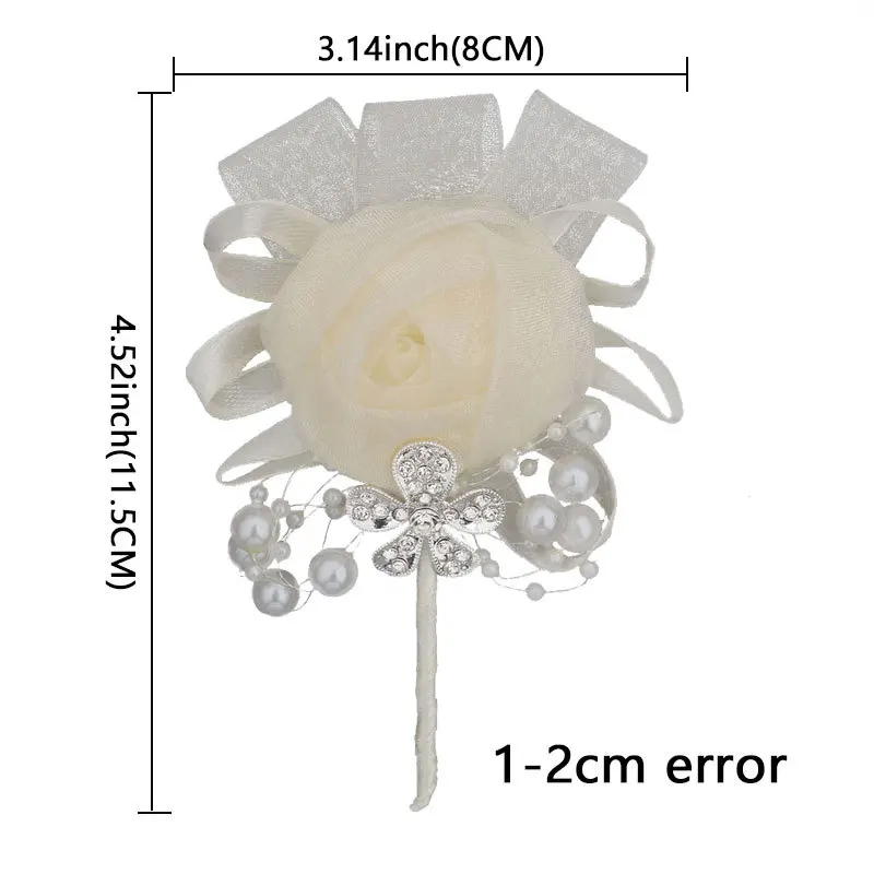 Бутоньерка для жениха с белыми жемчужинами и булавкой |