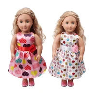 18 inch girls doll dress american newborn fashionable printed dress baby toys fit 43 cm baby dolls c698