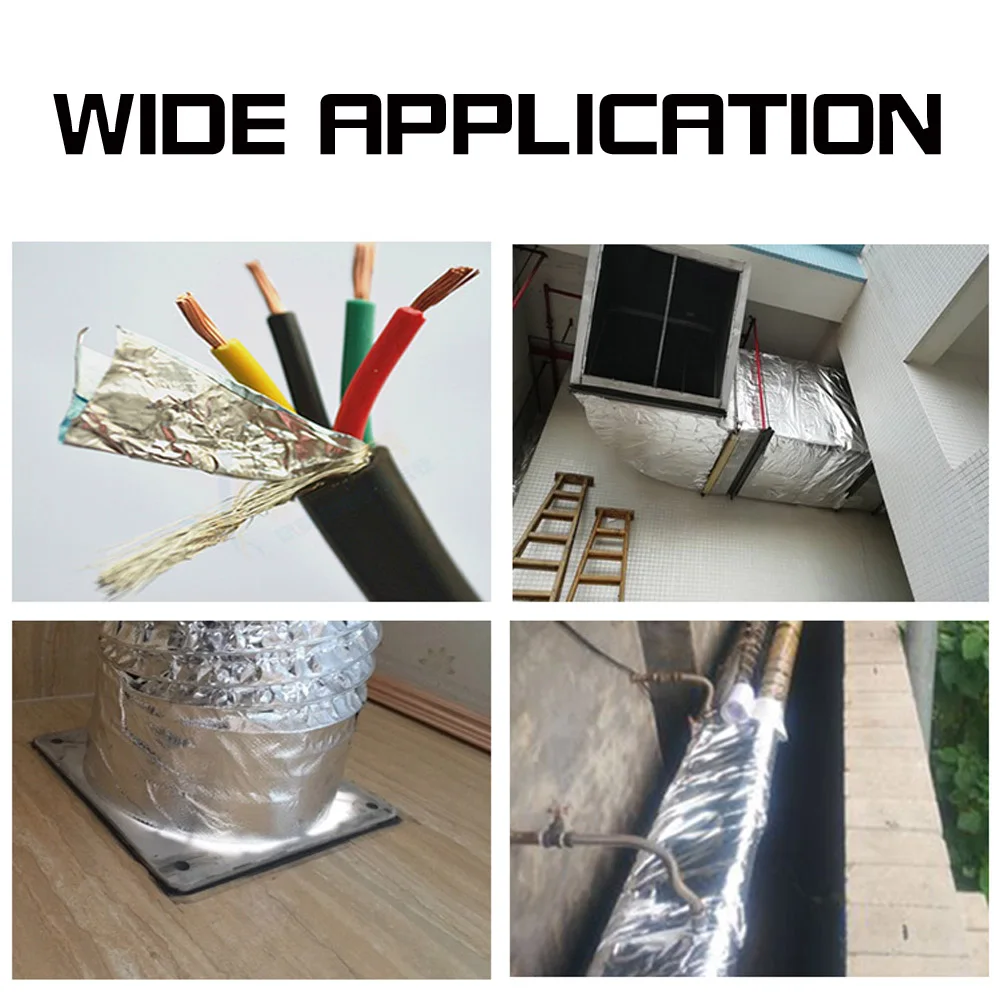 

20M Fiber Glass Aluminum Foil Exhaust Pipe Heat Insulation Wrap Tape Self-adhesive For Packaging Line Fuel Line Engine Cover