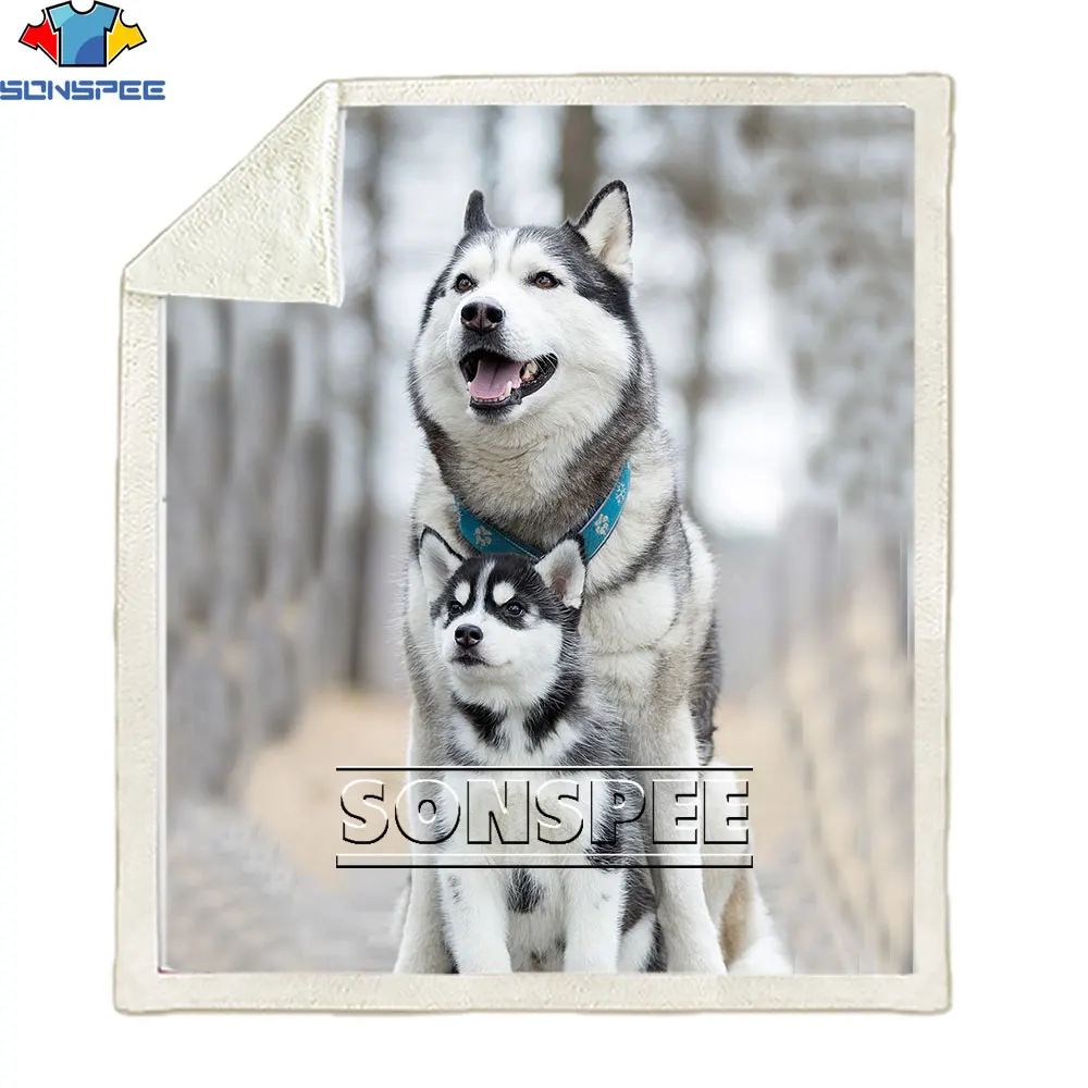 

SONSPEE New Pet Dog Husky 3D Printing Blanket Harajuku Animal Husky Blanket Men and Women Winter Casual Hip-hop Street Blanket