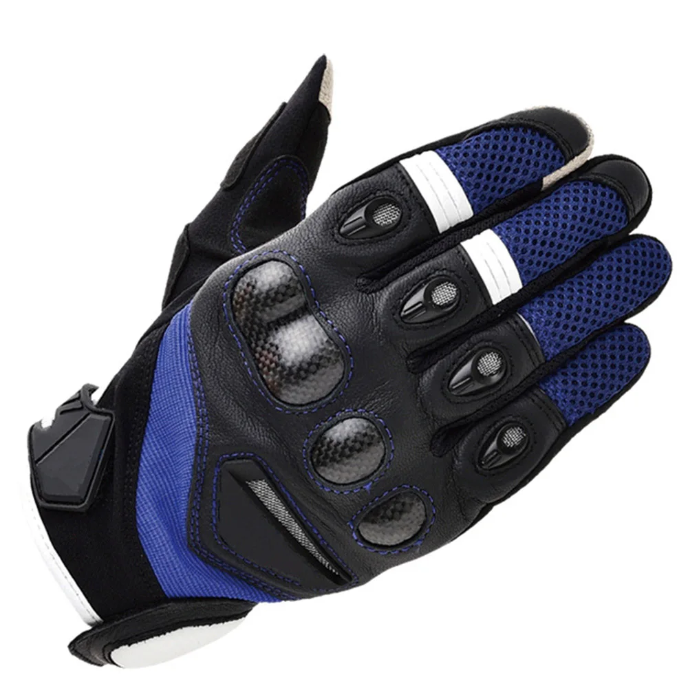 Дышащие мотоциклетные перчатки с сенсорным экраном Luva Motoqueiro Guantes Защитное снаряжение инструмент короткие нескользящие перчатки для мотокросса - Цвет: Black Blue