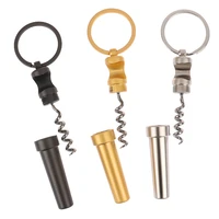 multifunctional zinc alloy bottle opener keychain outdoor portable mini wine beer can opener wood corkscrew kitchen tools 1 pc