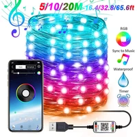 usb copper wire lights smart app bluetooth compatible rgb fairy string light 5m10m20m high quality 50 200led waterproof lights
