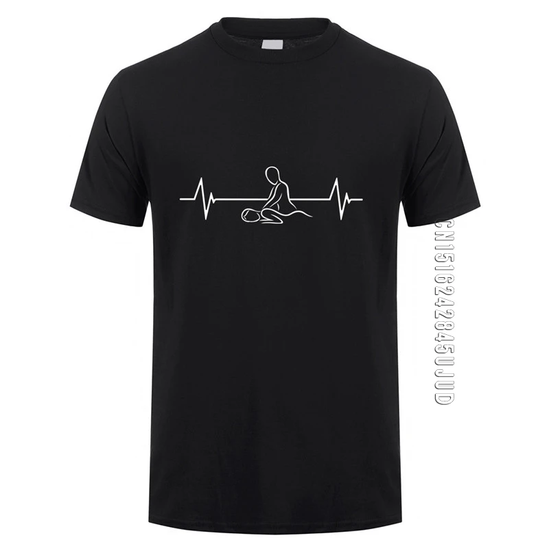 

Heartbeat of Massage Therapist T Shirt Men O Neck Cotton Massage Mans Tshirt Tops T-shirt