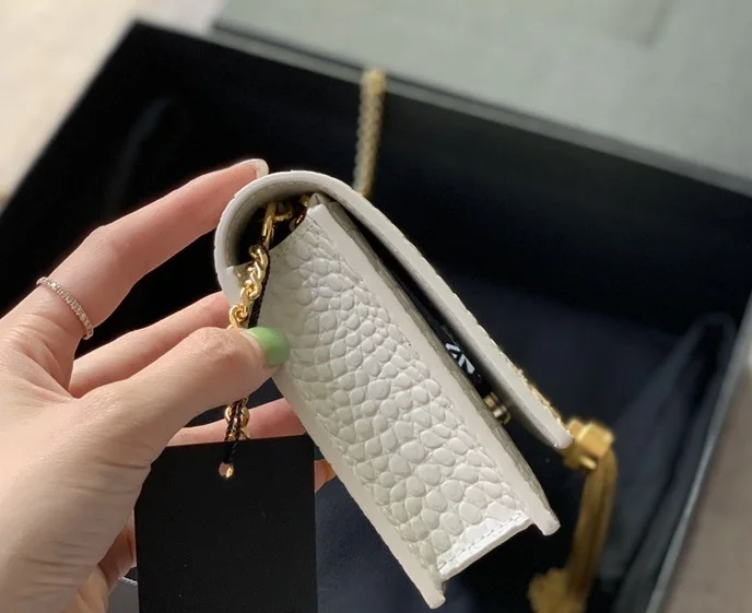 

19cm high quality luxury fashion shiny crocodile pattern classic shoulder diagonal bags white famous designer small women's bag