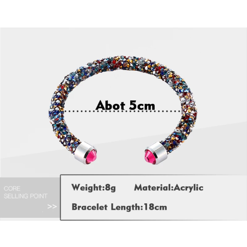 Модный Браслет-манжета с блестками в 17 стилях один круг Открытый браслет для
