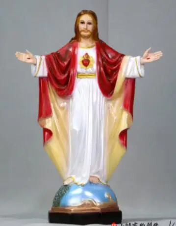 

SACRED HEART OF JESUS STRETCHED OUT ITS ARMS IN SUPPORT STATUE CHURCH RESURRECTION FAMILY PRAYER FIGURE STATUE ART SCULPTURE