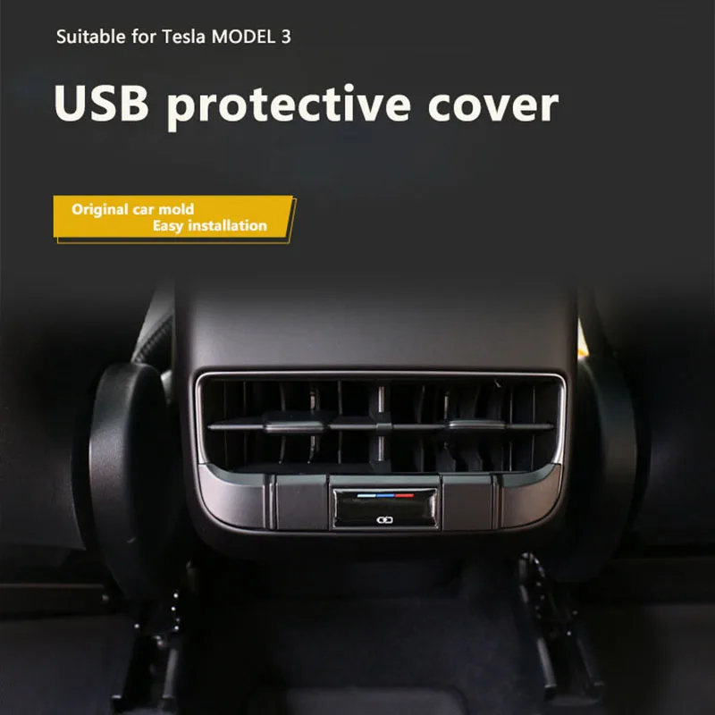 

Для Tesla Model 3 2021 2022 отверстия для выхода выхлопных газов Специальный защитный чехол для зарядки через USB аксессуары для модификации интерьера